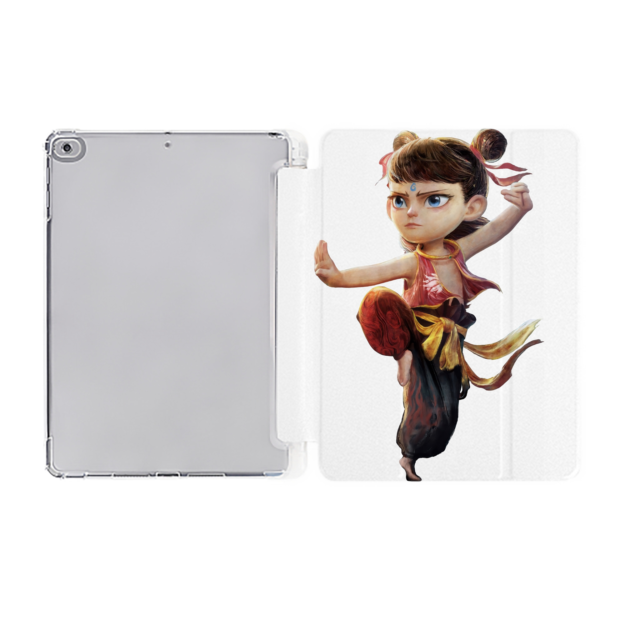 （画像用） Ne Zha 2 ナタ 魔童の大暴れ IPad ケース ペン収納付き 三つ折りスタンド PUレザー×シリコン 対応機種9.5/10.5/10.9インチ